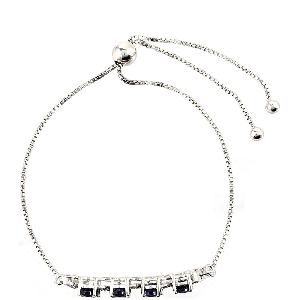 Stříbrný Náramek s Thajským Safírem a Bílým Topazem 2 