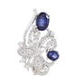 Stříbro 925/1000 - Brož s Thajským Safírem a Bílým Topazem - Karátové číslo: 2.28. přibližná hmotnost: 3.24 gramů