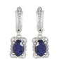 Stříbrné Náušnice s Thajským Safírem a Bílým Topazem