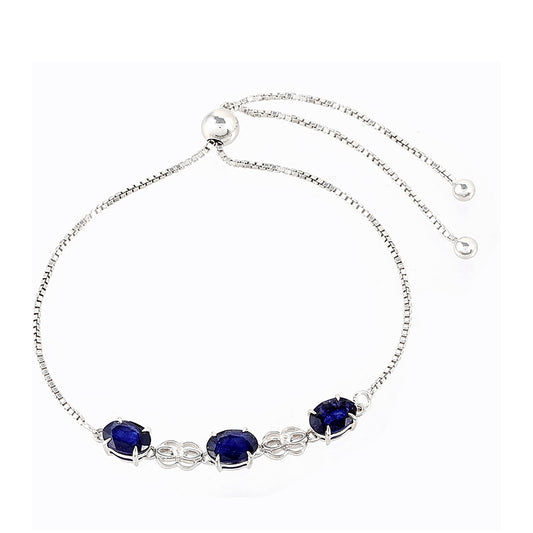 Stříbrný Náramek s Thajským Safírem a Bílým Topazem