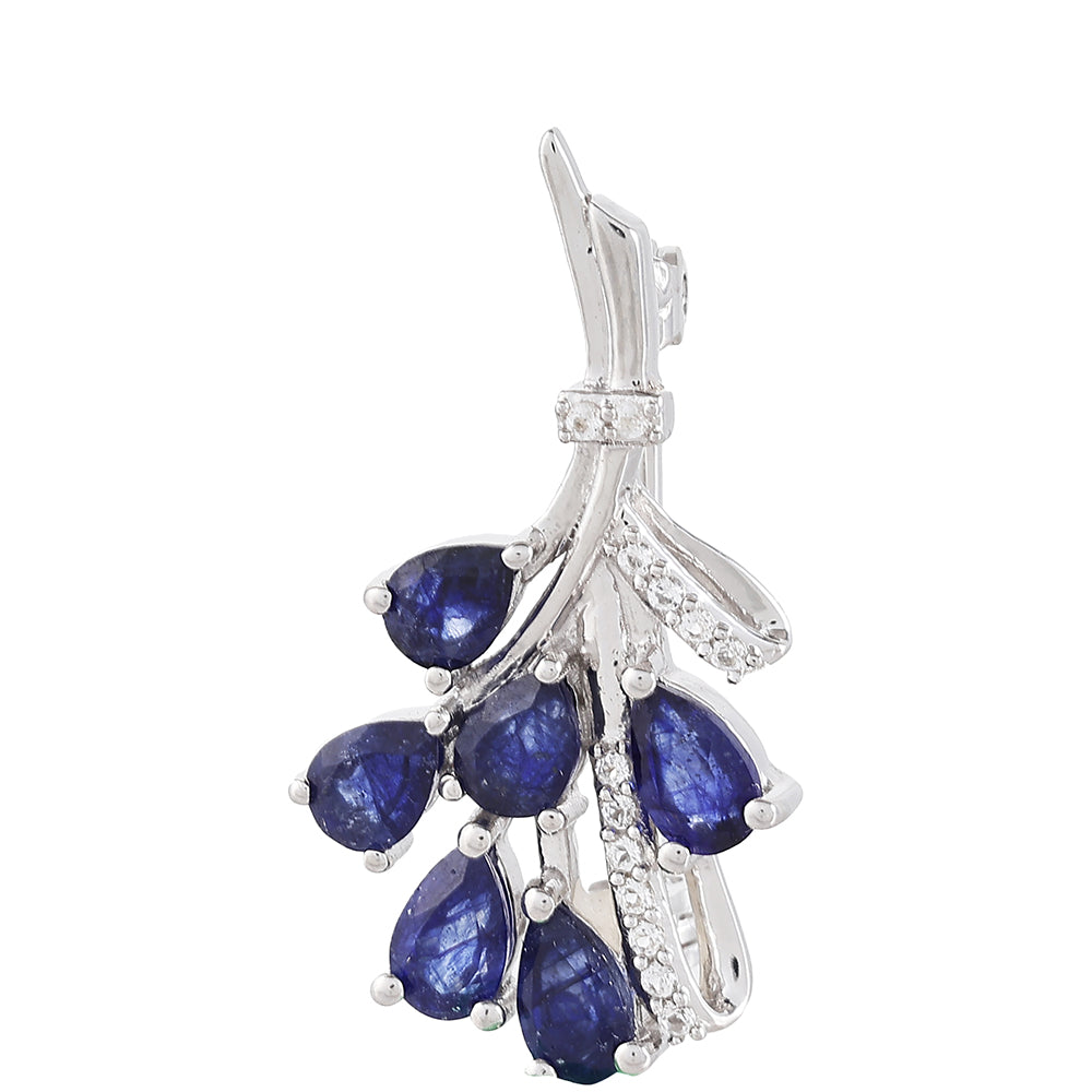 Stříbrný Brož s Thajským Safírem a Bílým Topazem 2 