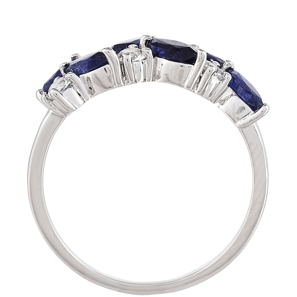 Stříbro 925/1000 - Prsten s Thajským Safírem a Bílým Topazem - Karátové číslo: 1.79. přibližná hmotnost: 2.43 gramů 4 