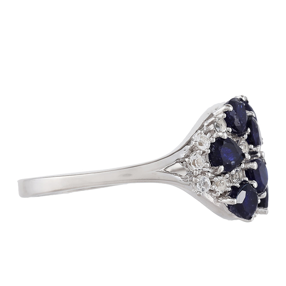 Stříbrný Prsten s Thajským Safírem a Bílým Topazem