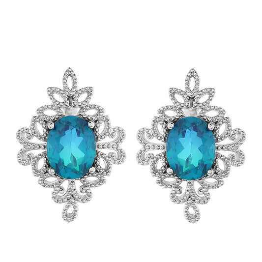 Stříbro 925/1000 - Náušnice s Pavím Křemenem - Karátové číslo: 3.92. přibližná hmotnost: 4.84 gramů