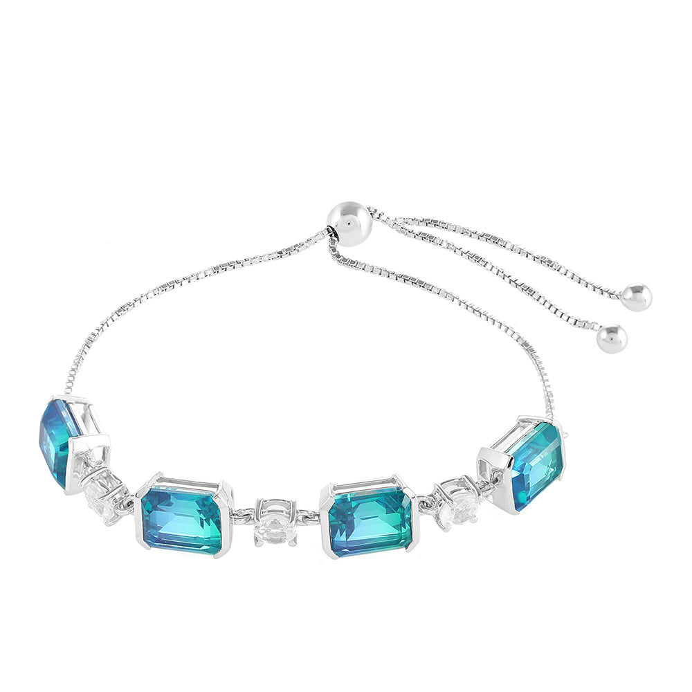 Stříbro 925/1000 - Náramek s Pavím Křemenem a Bílým Topazem - Karátové číslo: 11.45. přibližná hmotnost: 7.51 gramů 1 