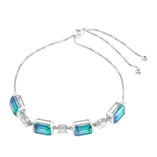 Stříbro 925/1000 - Náramek s Pavím Křemenem a Bílým Topazem - Karátové číslo: 11.45. přibližná hmotnost: 7.51 gramů