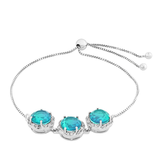 Stříbro 925/1000 - Náramek s Pavím Křemenem a Bílým Topazem - Karátové číslo: 7. přibližná hmotnost: 7.04 gramů