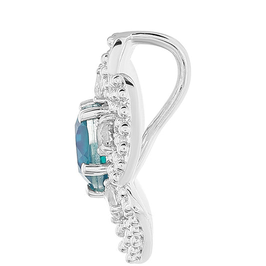 Stříbro 925/1000 - Přívěsek s Pavím Křemenem a Bílým Topazem - Karátové číslo: 3.19. přibližná hmotnost: 5.7 gramů