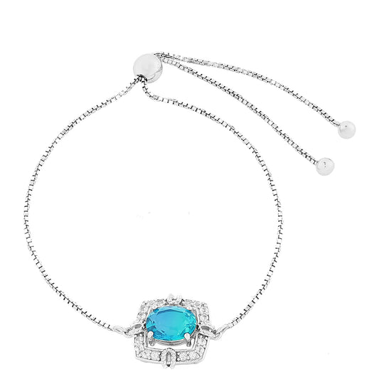 Stříbro 925/1000 - Náramek s Pavím Křemenem a Bílým Topazem - Karátové číslo: 2.27. přibližná hmotnost: 4.63 gramů