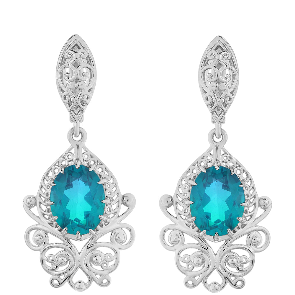 Stříbro 925/1000 - Náušnice s Pavím Křemenem - Karátové číslo: 3.92. přibližná hmotnost: 4.48 gramů