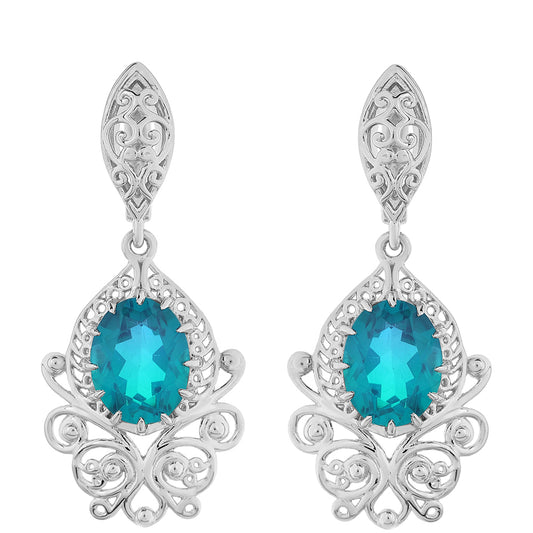 Stříbro 925/1000 - Náušnice s Pavím Křemenem - Karátové číslo: 3.92. přibližná hmotnost: 4.48 gramů