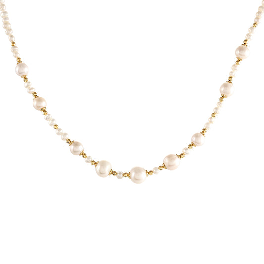 Pozlacené Stříbro 925/1000 - Sada s Barokní Sladkovodní Kultivovanou Perlou - Karátové číslo: 106.15. přibližná hmotnost: 25.44 gramů ( Náhrdelník+Náušnice )