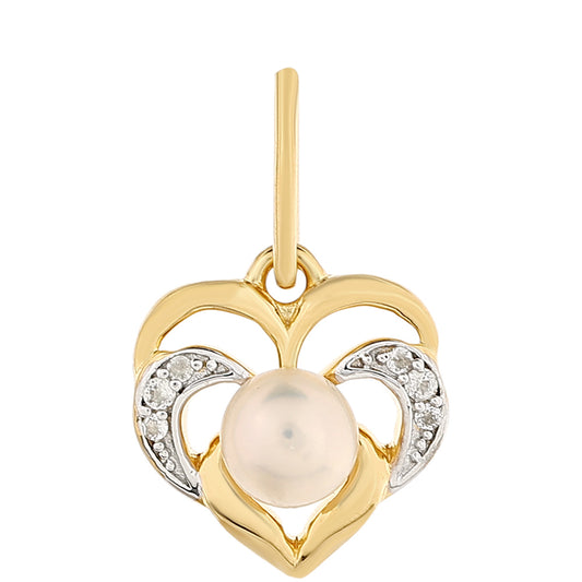 Pozlacené Stříbro 925/1000 - Přívěsek s Barokní Sladkovodní Kultivovanou Perlou a Bílým Topazem - Karátové číslo: 0.82. přibližná hmotnost: 1.51 gramů
