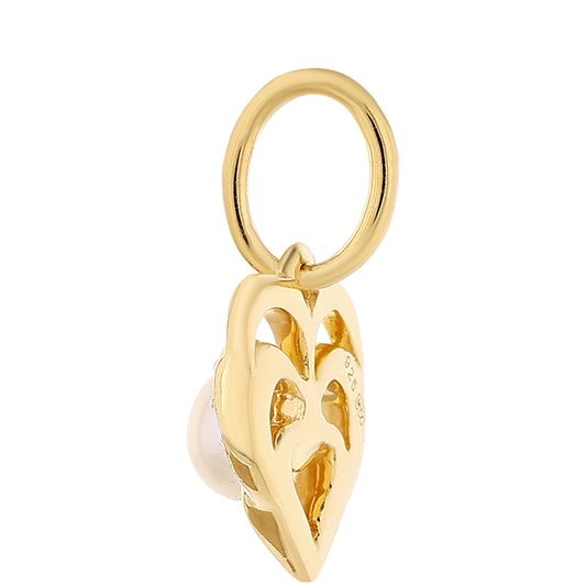 Pozlacené Stříbro 925/1000 - Přívěsek s Barokní Sladkovodní Kultivovanou Perlou a Bílým Topazem - Karátové číslo: 0.82. přibližná hmotnost: 1.51 gramů
