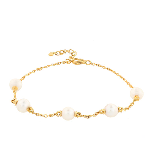 Pozlacené Stříbro 925/1000 - Náramek s Barokní Sladkovodní Kultivovanou Perlou - Karátové číslo: 8.63. přibližná hmotnost: 3.17 gramů