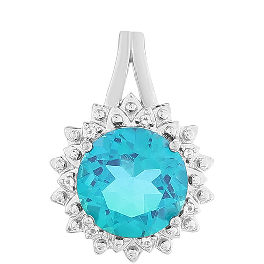 Stříbro 925/1000 - Přívěsek s Pavím Křemenem a Bílým Topazem - Karátové číslo: 3.65. přibližná hmotnost: 3.07 gramů