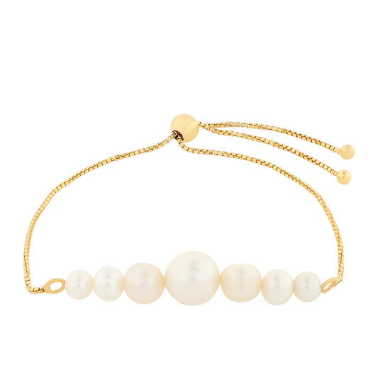 Pozlacené Stříbro 925/1000 - Náramek s Barokní Sladkovodní Kultivovanou Perlou - Karátové číslo: 16.52. přibližná hmotnost: 5.23 gramů
