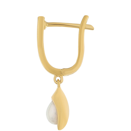 Pozlacené Stříbro 925/1000 - Náušnice s Barokní Sladkovodní Kultivovanou Perlou - Karátové číslo: 1.16. přibližná hmotnost: 2.51 gramů