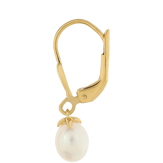 Pozlacené Stříbro 925/1000 - Náušnice s Barokní Sladkovodní Kultivovanou Perlou - Karátové číslo: 3.49. přibližná hmotnost: 1.71 gramů
