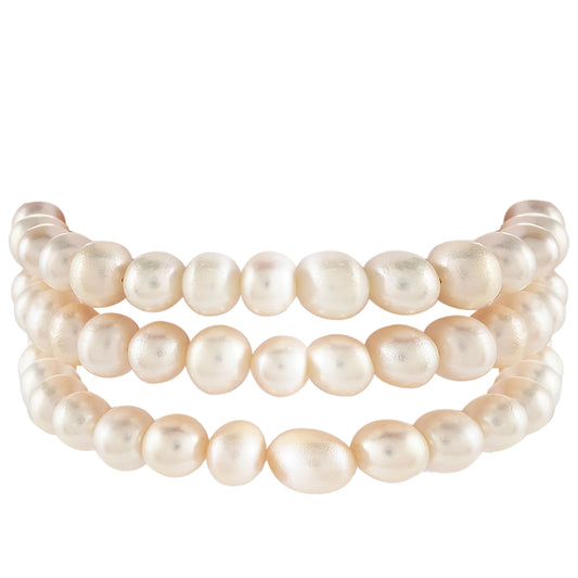 Pozlacené Stříbro 925/1000 - Náramek s Barokní Sladkovodní Kultivovanou Perlou - Karátové číslo: 194.72. přibližná hmotnost: 42.42 gramů