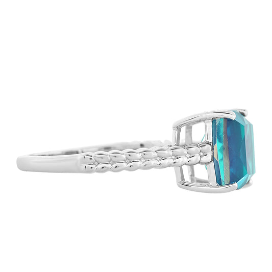 Stříbro 925/1000 - Prsten s Pavím Křemenem - Karátové číslo: 3.35. přibližná hmotnost: 3.16 gramů