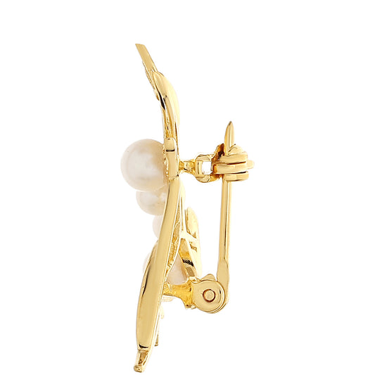 Pozlacené Stříbro 925/1000 - Brož s Barokní Sladkovodní Kultivovanou Perlou - Karátové číslo: 1.52. přibližná hmotnost: 2.16 gramů