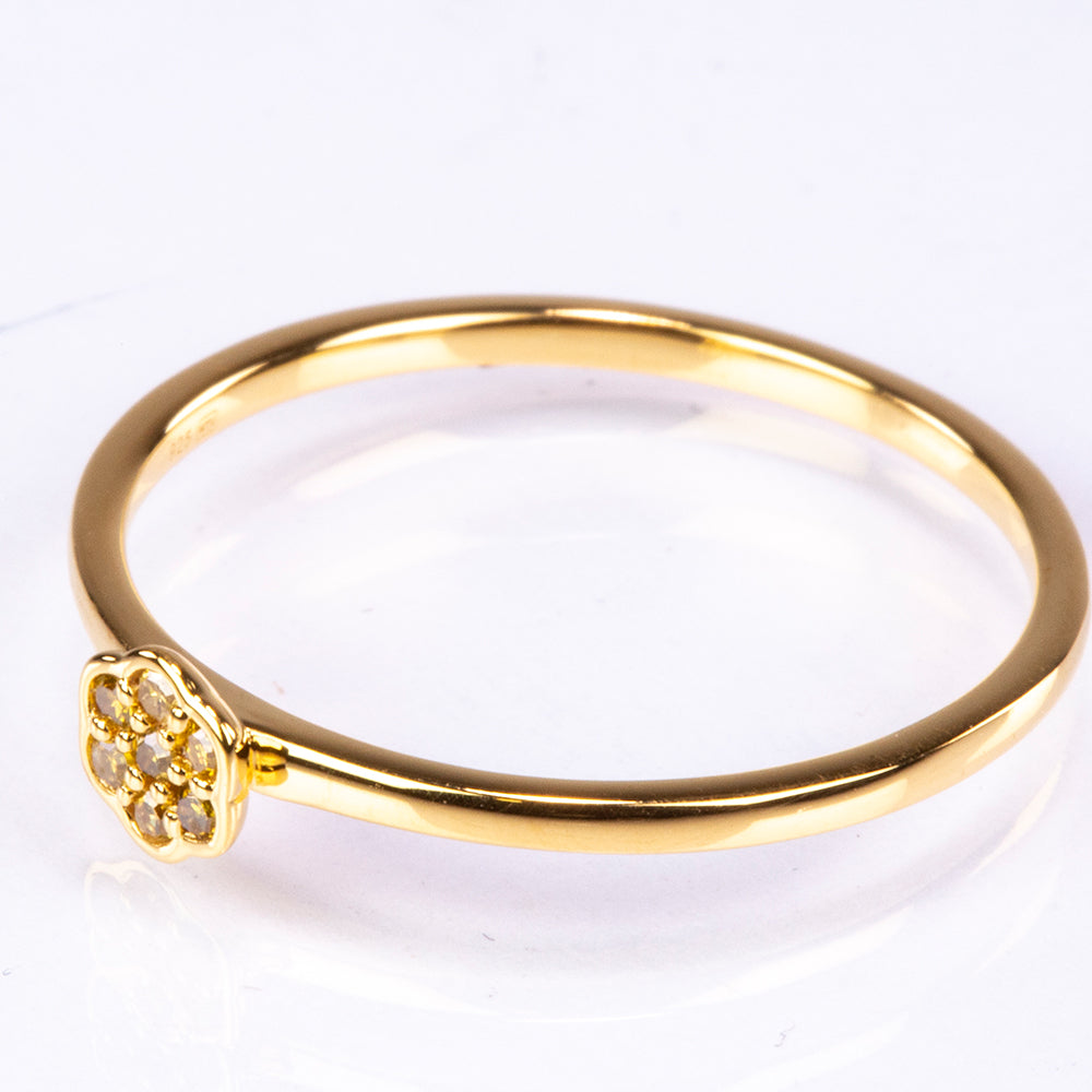 Pozlacené Stříbro 925/1000 - Prsten s Veronský zelený diamantem - Karátové číslo: 0.05. přibližná hmotnost: 1.03 gramů