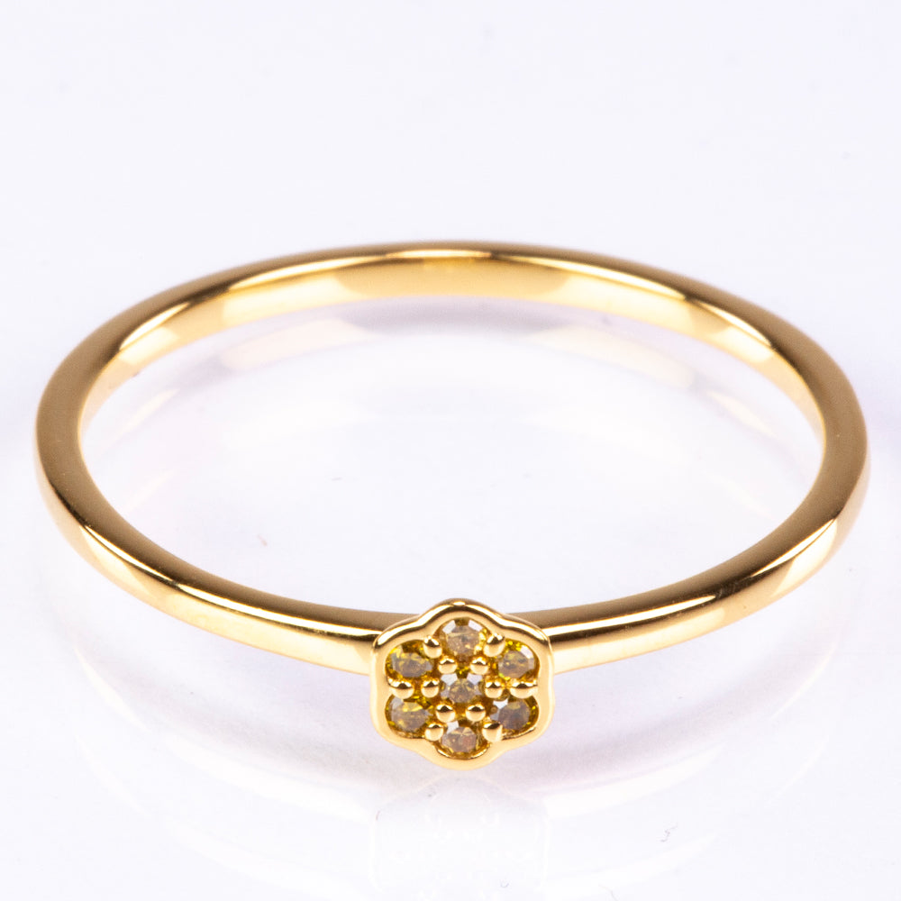 Pozlacené Stříbro 925/1000 - Prsten s Veronský zelený diamantem - Karátové číslo: 0.05. přibližná hmotnost: 1.03 gramů 3 