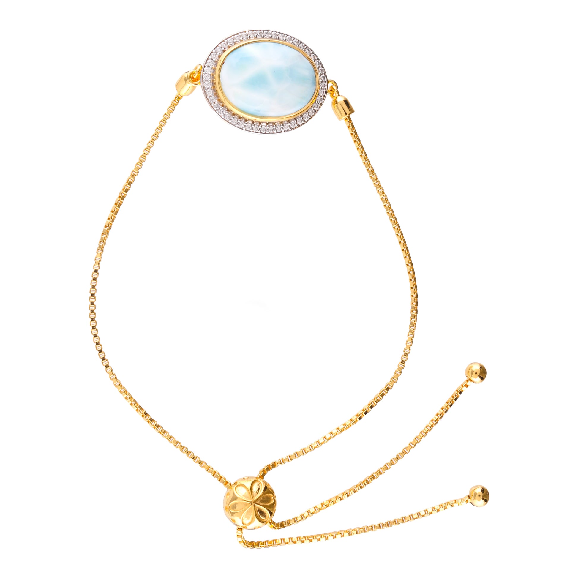 Pozlacený Stříbrný Náramek s Larimarem a Přírodním Zirkonem 1 