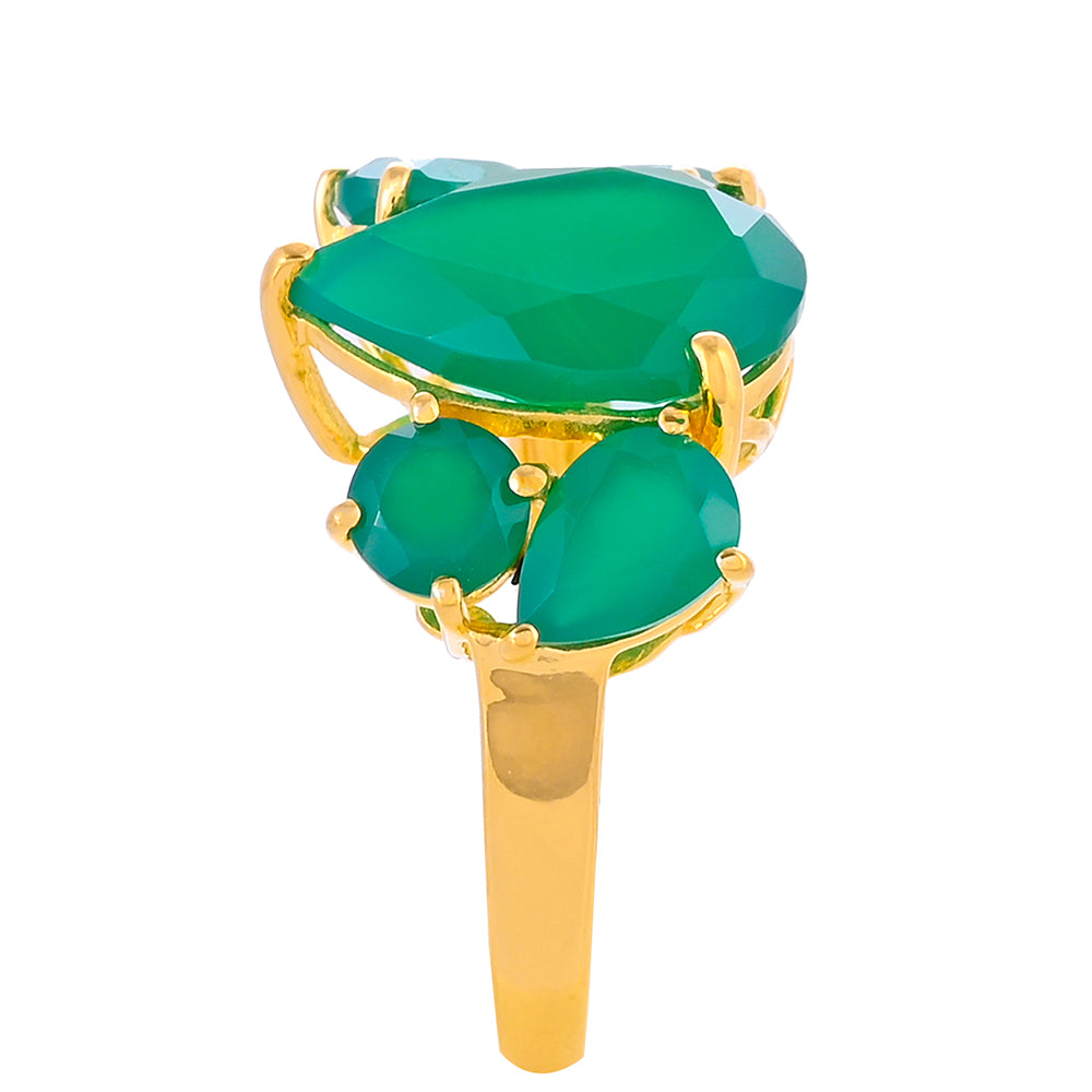 Pozlacený Stříbrný Prsten s Verde Onyxem