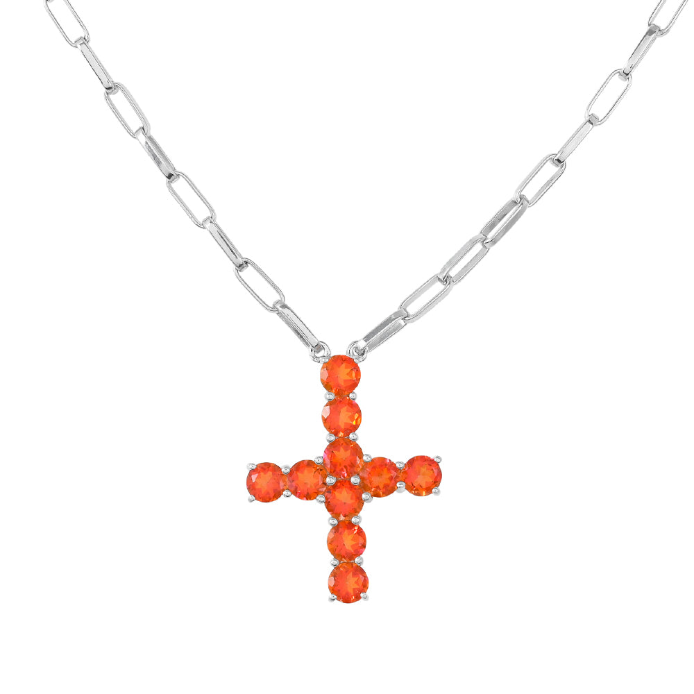 Stříbrný Náhrdelník s Padparadscha Křemenem 1 