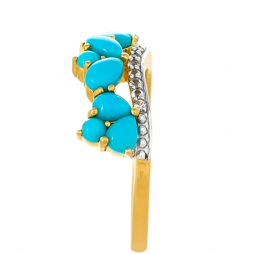 Pozlacené Stříbro 925/1000 - Prsten s Tyrkysem Sleeping Beauty - Karátové číslo: 1.29. přibližná hmotnost: 3.09 gramů