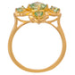 Pozlacený Stříbrný Prsten s Kapradinově Zeleným Křemenem a se Zeleným Topazem