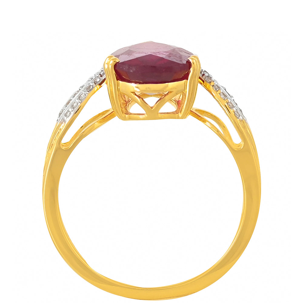 Pozlacené stříbro 925/1000 Prsten s Madagaskarským Rubínem a Bílým Topazem - Karátové číslo: 4.01. přibližná hmotnost: 3.21 gramů 4 