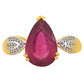 Pozlacené stříbro 925/1000 Prsten s Madagaskarským Rubínem a Bílým Topazem - Karátové číslo: 4.01. přibližná hmotnost: 3.21 gramů