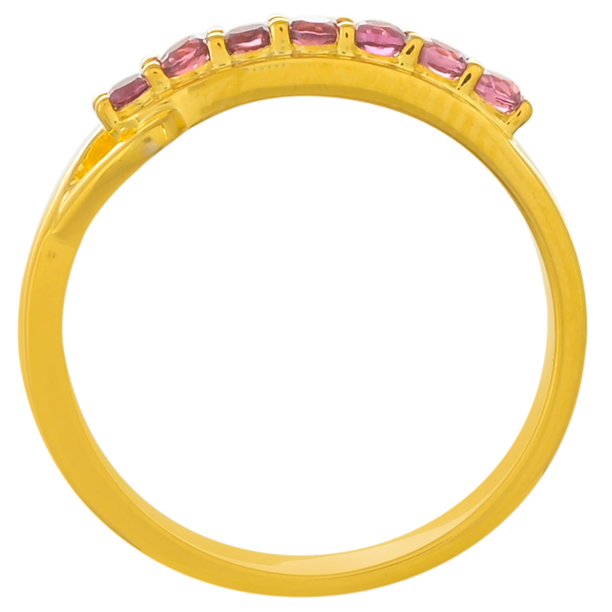 Pozlacené Stříbro 925/1000 - Prsten s Rhodolitovým Granátem - Karátové číslo: 0.34. přibližná hmotnost: 2.44 gramů 4 