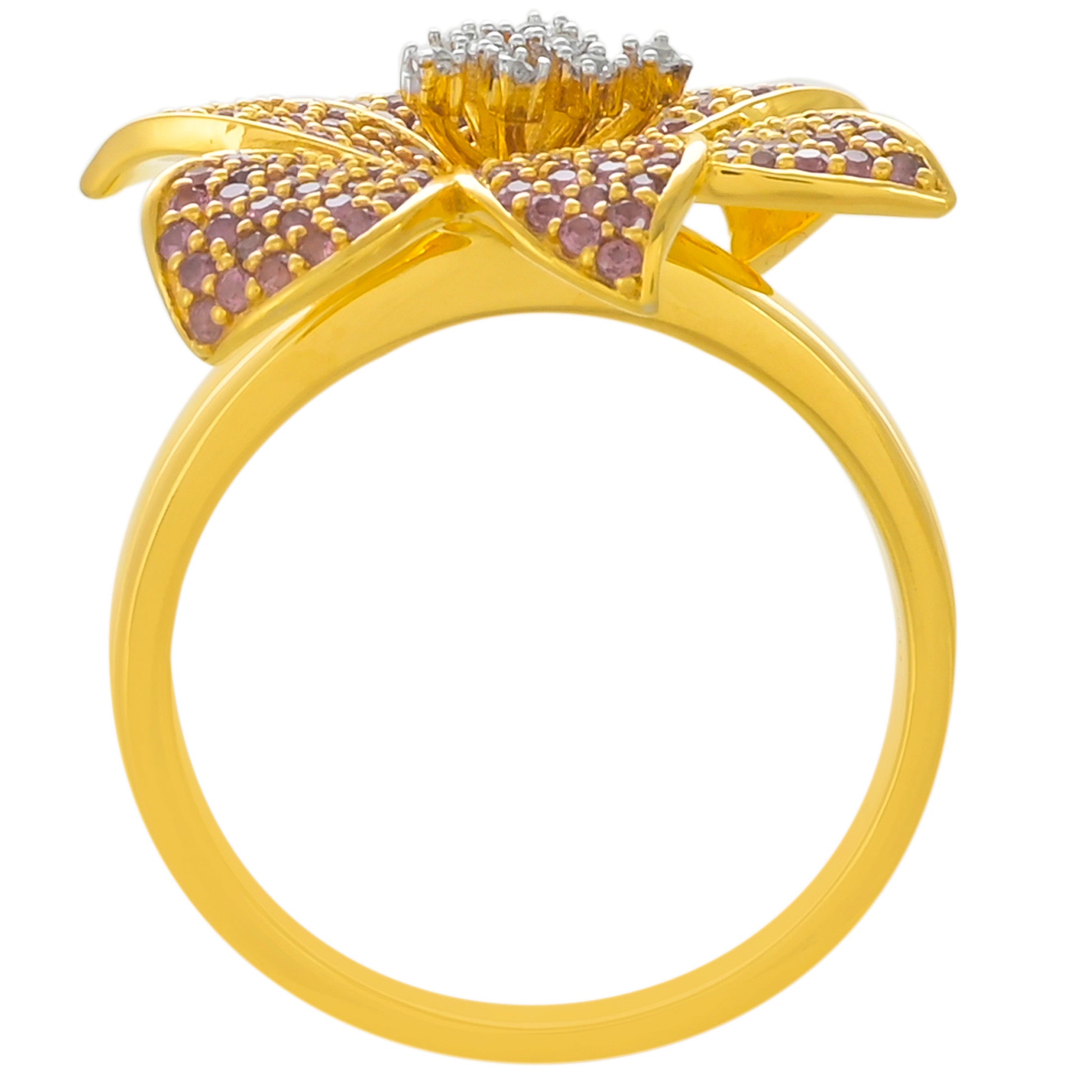 Pozlacený Stříbrný Prsten s Rhodolitovým Granátem a Bílým Topazem 4 