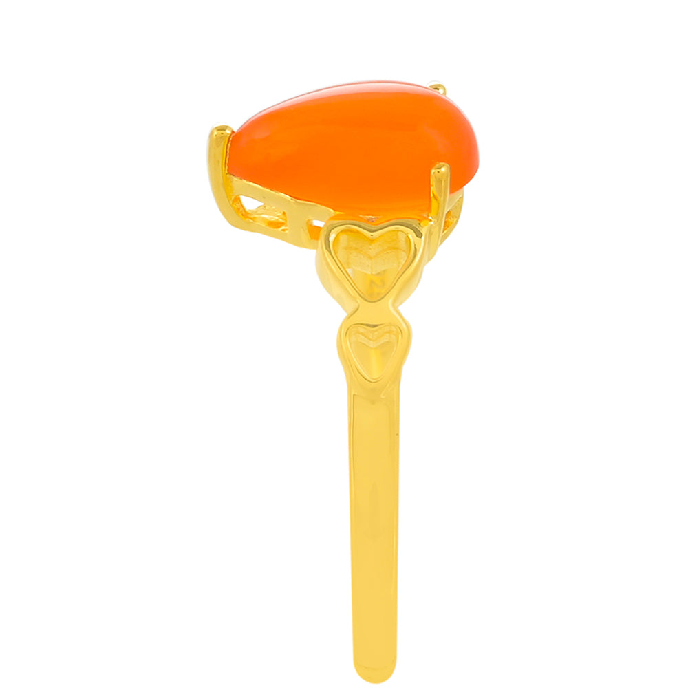 Pozlacené Stříbro 925/1000 - Prsten s Karneolem - Karátové číslo: 1.01. přibližná hmotnost: 2.28 gramů