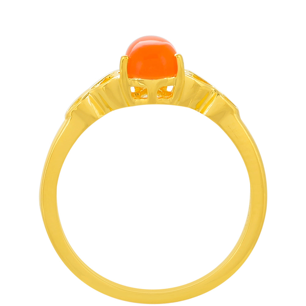 Pozlacené Stříbro 925/1000 - Prsten s Karneolem - Karátové číslo: 1.01. přibližná hmotnost: 2.28 gramů 4 