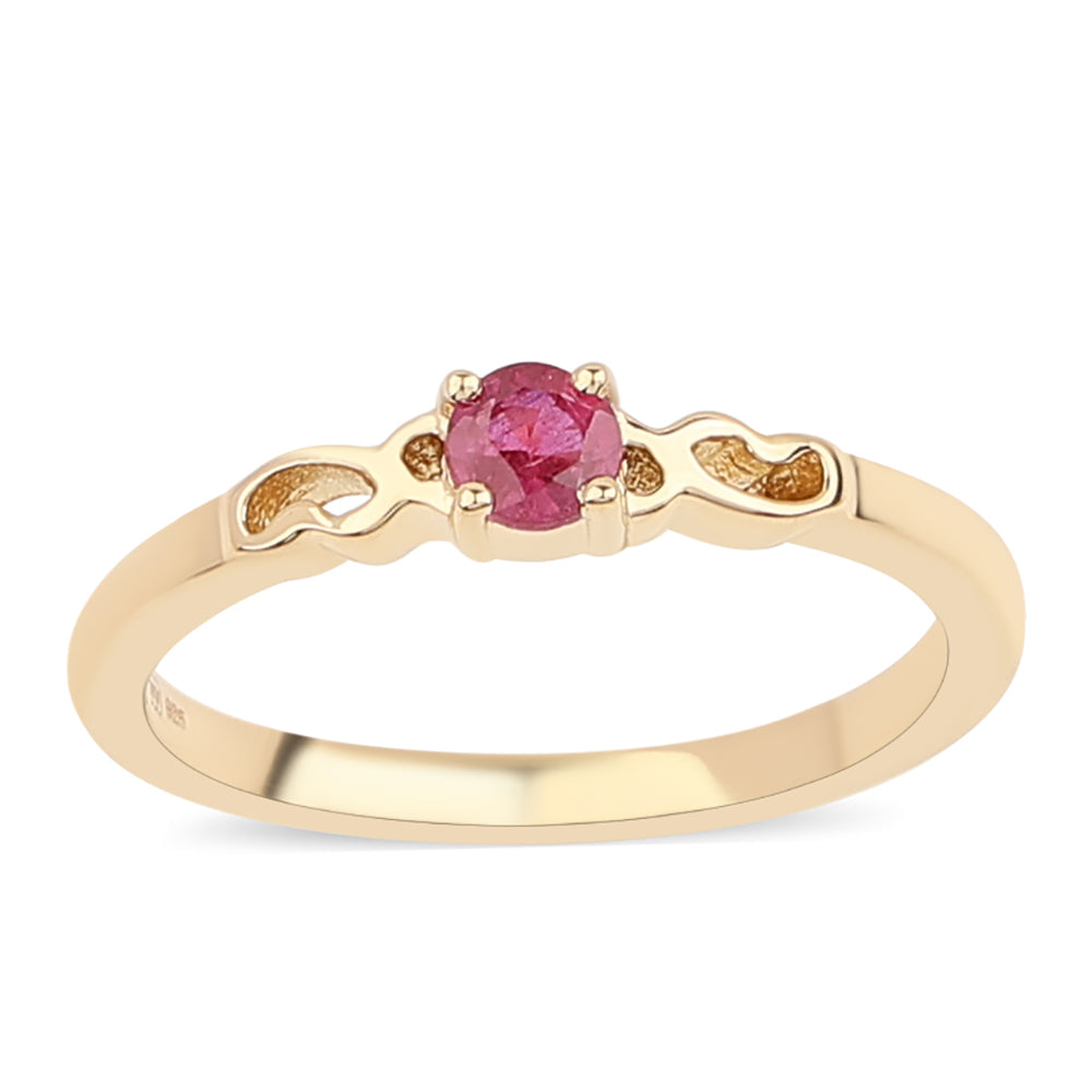 Pozlacené Stříbro 925/1000 - Prsten s Thajským Rubínem - Karátové číslo: 0.25. přibližná hmotnost: 2.07 gramů