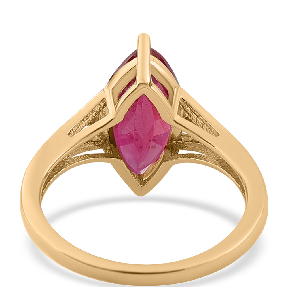 Pozlacené Stříbro 925/1000 - Prsten s Thajským Rubínem a Bílým Topazem - Karátové číslo: 3.4. přibližná hmotnost: 3.03 gramů 3 