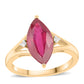 Pozlacené Stříbro 925/1000 - Prsten s Thajským Rubínem a Bílým Topazem - Karátové číslo: 3.4. přibližná hmotnost: 3.03 gramů
