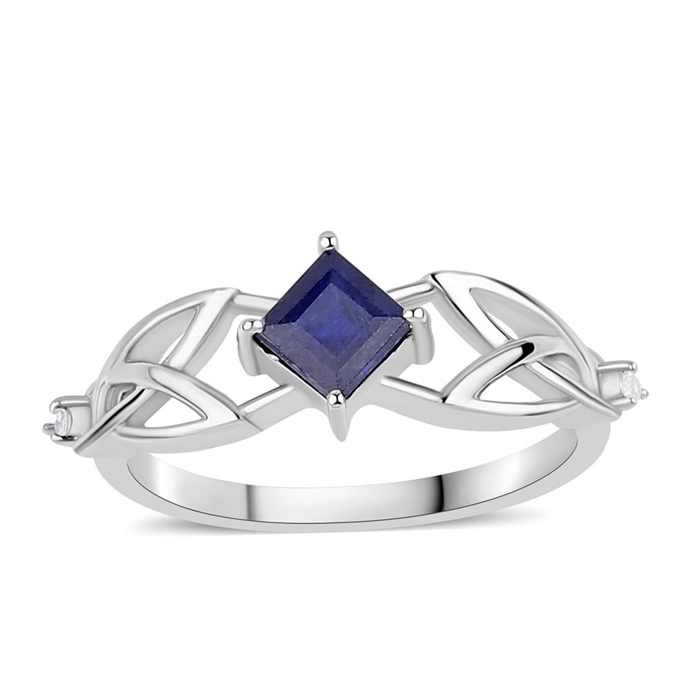 925 / 1000 Sterlingové Stříbro Prsten s Modrým Safírem a Bílým Topazem 1 