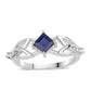 925 / 1000 Sterlingové Stříbro Prsten s Modrým Safírem a Bílým Topazem