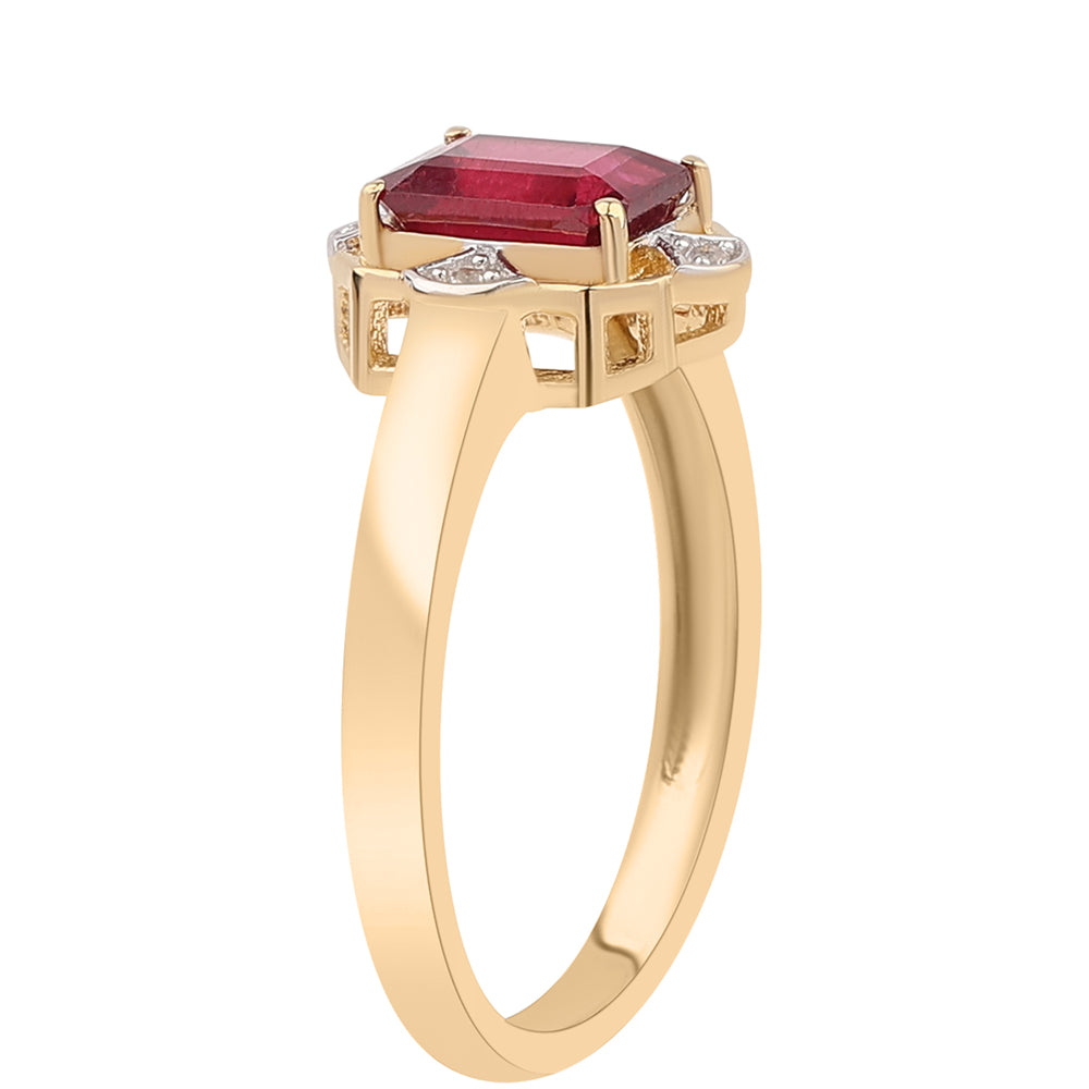 Pozlacený 925 / 1000 Sterlingové Stříbro Prsten s Thajským Rubínem a Bílým Topazem