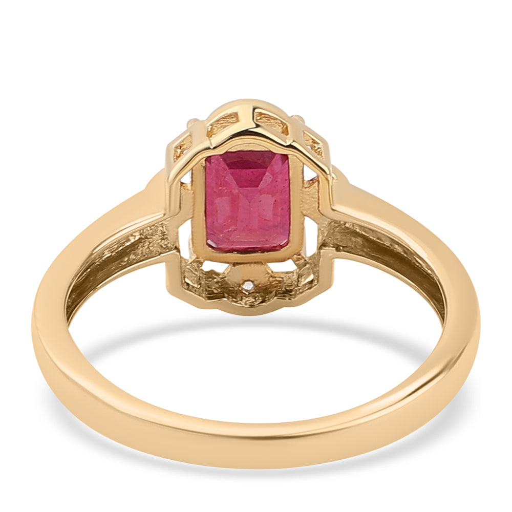 Pozlacený 925 / 1000 Sterlingové Stříbro Prsten s Thajským Rubínem a Bílým Topazem