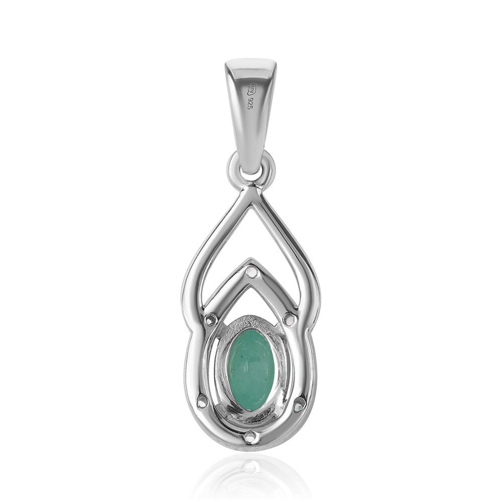 Stříbro 925/1000 - Přívěsek s Brazilským Smaragdem a Bílým Topazem - Karátové číslo: 0.53. přibližná hmotnost: 1.12 gramů 3 