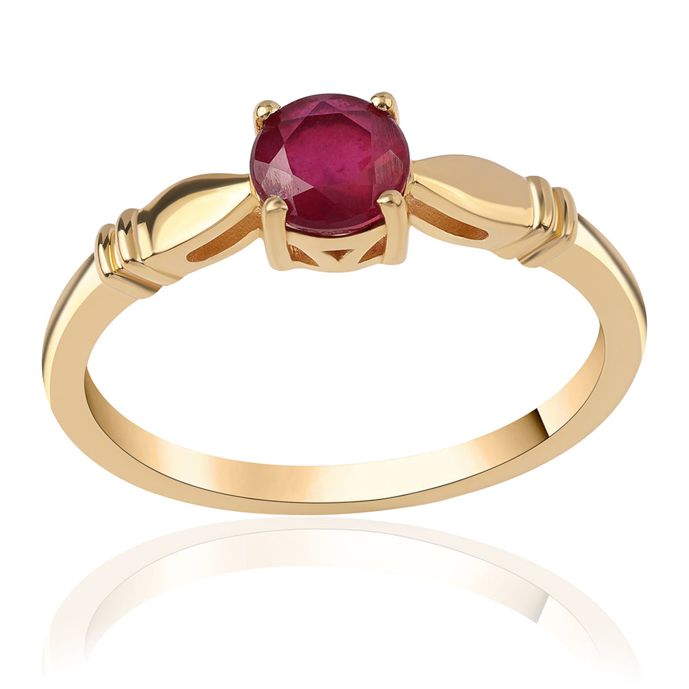 Pozlacené Sterlingové Stříbro 925 / 1000 - Prsten s Mozambickým Rubínem