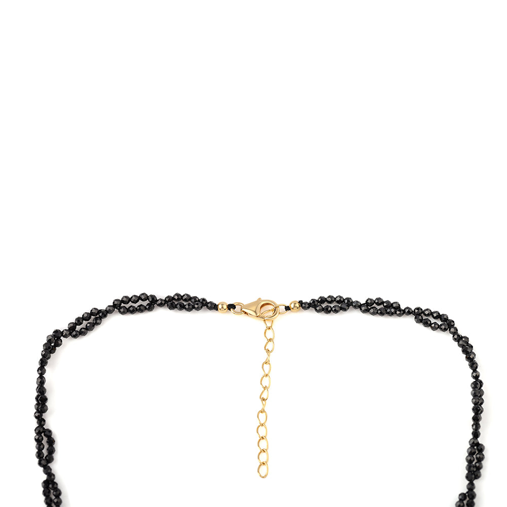 Pozlacené Stříbro 925/1000 - Náhrdelník s Černým spinelem - Karátové číslo: 30.75. přibližná hmotnost: 7.08 gramů 3 