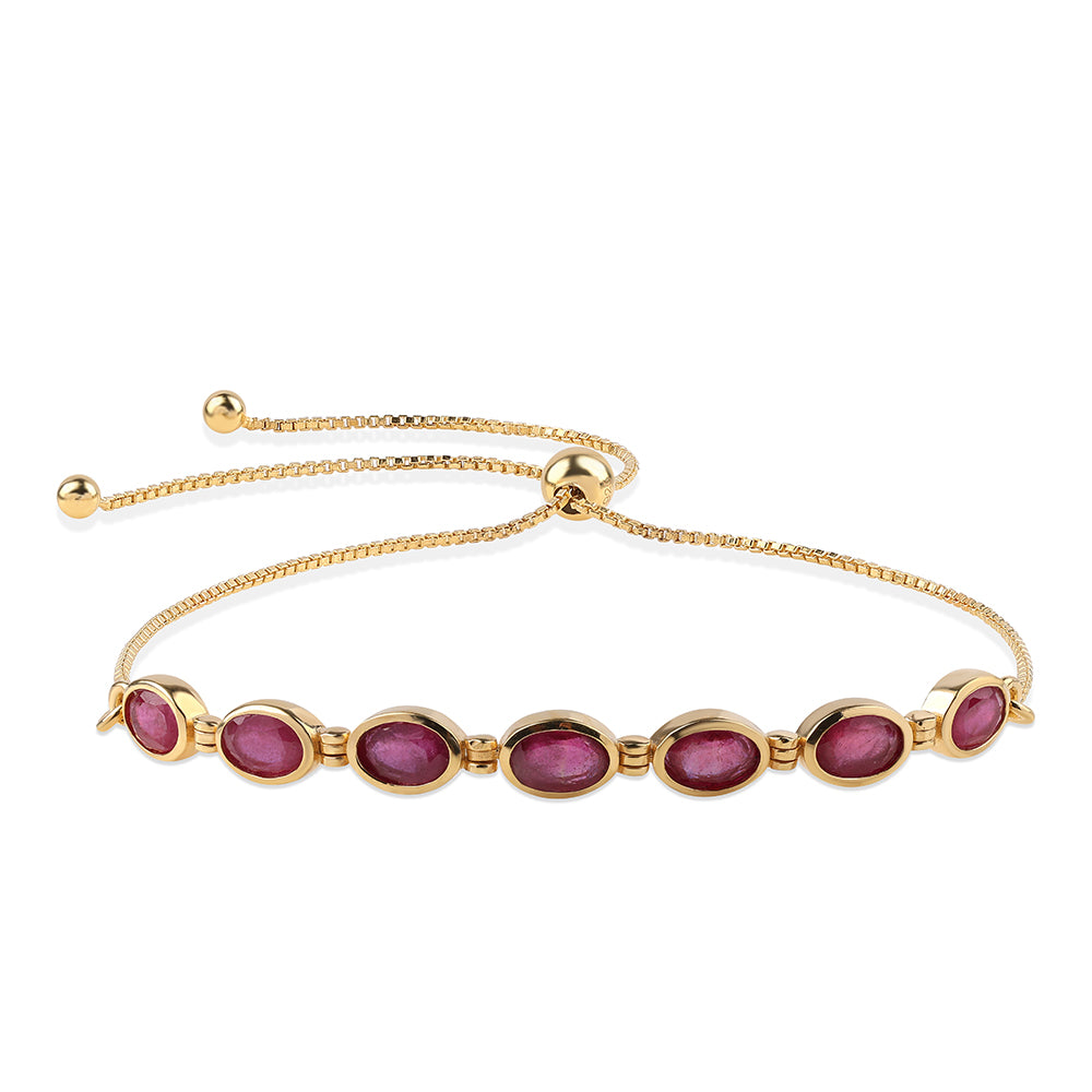 Pozlacený 925 / 1000 Sterlingové Stříbro Náramek s Mozambickým Rubínem 1 